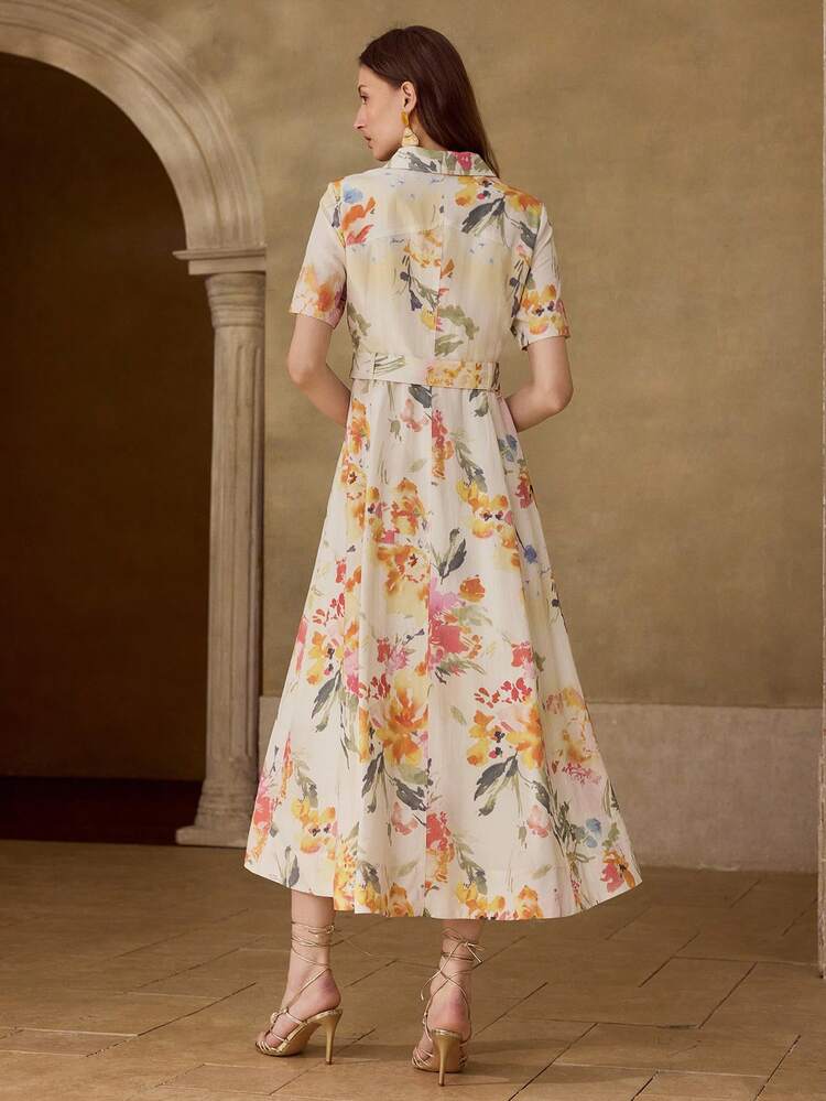 WOMEN'S LINEN PRINTED DRESS, SPRING/SUMMER