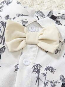 SHEIN 3 Stücke/Set Baby Jungen Gentleman Outfit, beinhaltet Weste, Langarm Bambus Hemd Jumpsuit und Hose. Geeignet für Säuglinge und Kleinkinder bei verschiedenen Herbst-/Winteranlässen, perfekt für Hochzeiten, Partys und den Alltag - Aprikosenfarben - Übersicht 6