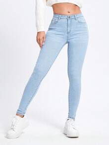 Jeanoix Damen Skinny Jeans in Hellblau mit Stretch, Große Größen - Helle Waschung - Übersicht 2