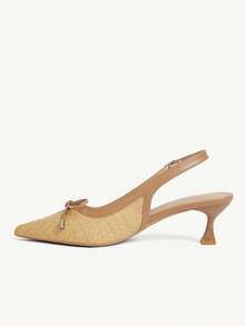 CUCCOO CHICEST Women Shoes French Straw Pointed Heels Temperament Commuter - Apricot - View 4