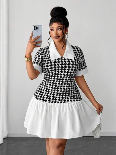 Maweii Đầm ngắn tay hai mảnh cổ bẻ giả da dành cho nữ cỡ lớn, trang phục gợi cảm và sành điệu cho mùa hè, phù hợp cho đi chơi, công sở, đi làm, mặc thường ngày, hẹn hò, các dịp trang trọng, sự kiện xã hội, thời trang thành thị, đa năng, mặc hàng ngày, dự tiệc và dạ hội, đầm trắng, đầm sơ mi, trang phục dự tiệc thanh lịch, trang phục đi nghỉ mát.