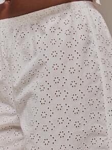 MUSERA ESSENTIALS Quần dài mặc nhà dáng rộng cạp chun thêu ren, kiểu dáng dễ thương, gợi cảm, nữ tính, thích hợp cho mùa xuân hè. - trắng - Xem 5