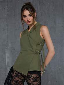 COUREZ 实用无袖迷你连衣裙 / Y2K 夏季女装 绿色连衣裙 无袖连衣裙 中长连衣裙 外出穿搭 夏季穿搭 夏季连衣裙 春假穿搭 音乐节穿搭 演唱会穿搭 - 綠色 - 查看 1