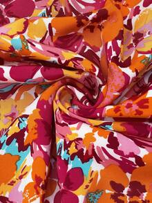 Vionelle 大码热带度假抽象艺术印花交叉领带荷叶边下摆连衣裙 女士夏季连衣裙 波西米亚风连衣裙 女士度假装扮 女士连衣裙 女士假日连衣裙 夏季带袖连衣裙 - 彩色 - 查看 7