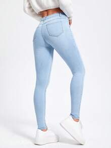Jeanoix Damen Skinny Jeans in Hellblau mit Stretch, Große Größen - Helle Waschung - Übersicht 1