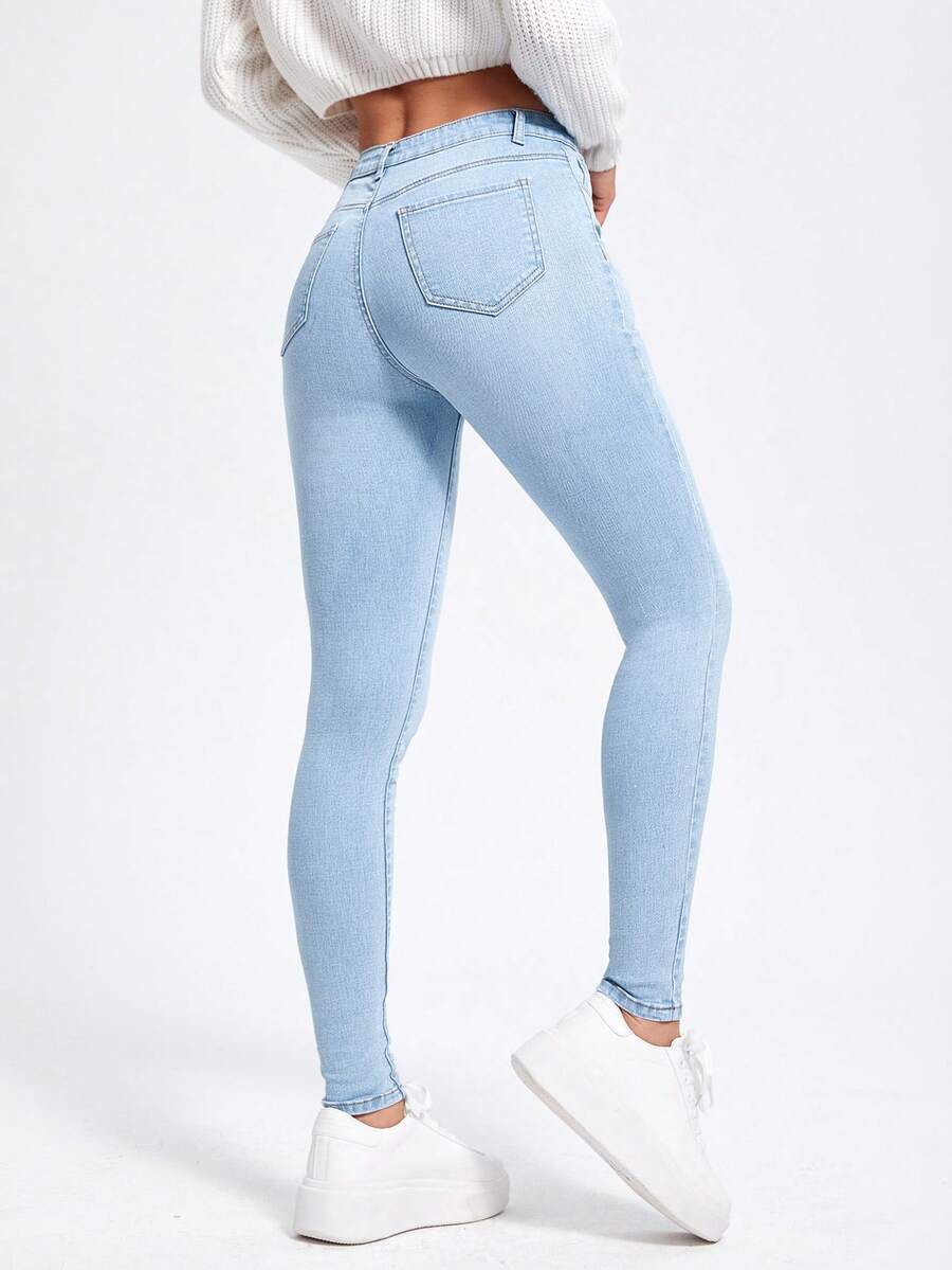 Jeanoix Damen Skinny Jeans in Hellblau mit Stretch, Große Größen - Helle Waschung - Übersicht 1