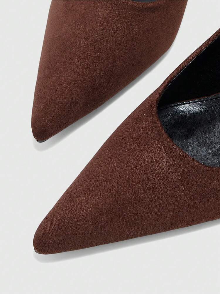 CUCCOO BIZCHIC Women Shoes Spring And Summer Versatile Comfortable Skinny Pointed Heel Medium Heel Elegant Temperament Solid Color Suede Women's High Heel Shoes Commuter Dating Daily Wear Fashion Fairy Style Skirt