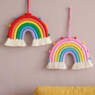 Joivida 1件，手工波西米亚彩虹挂毯，带亮丽流苏，涤纶纤维材质，家居装饰，适合五一劳动节庆祝活动和爱情主题空间，也适合新年、情人节，是送给家人朋友的理想礼物，家居装饰，生日礼物。