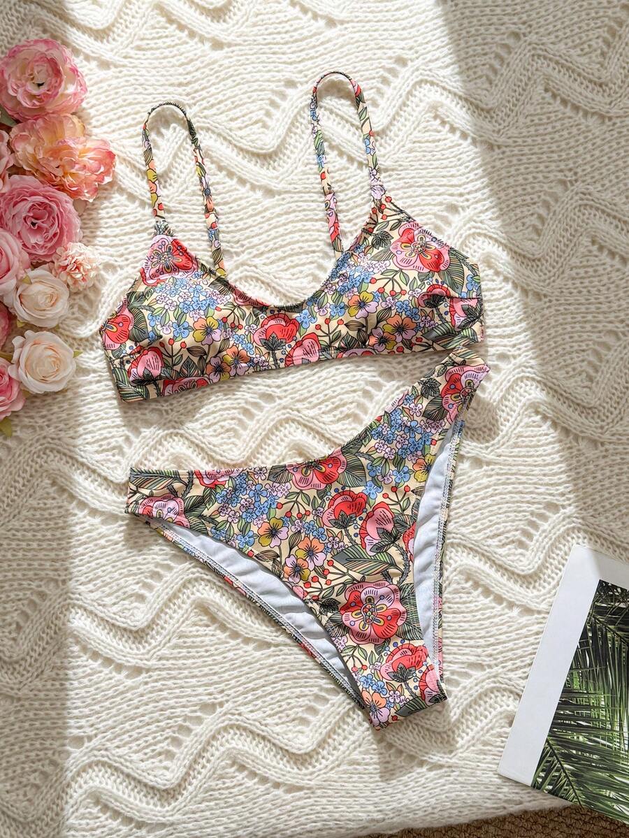 Bonvoyette Women's Floral Print Tankini Swimsuit Set - Multicolor - View 1