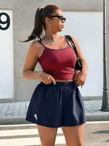 SHEIN EZwear Damen Große Größen Lässig vielseitige bestickte Shorts, Frühling/Sommer - Verschiedenfarbig - Übersicht 7