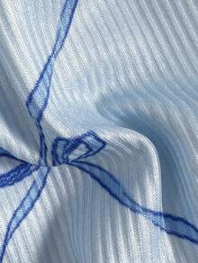 SHEIN Swim Vcay 女士夏季沙滩蝴蝶结印花露背性感比基尼和三角泳裤套装 - 彩色 - 查看 5