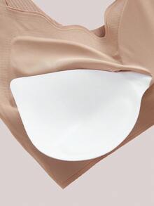 女士无缝聚拢文胸 无钢圈休闲舒适文胸 - 杏色 - 查看 6