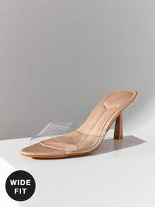 SHUZIA Giày sandal nữ dáng rộng, thoải mái, trong suốt, mũi nhọn, gót nhọn, thời trang. - Màu be - Xem 4