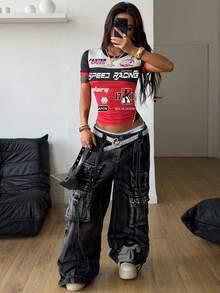 Áo thun trắng in chữ phong cách đường phố mùa hè dành cho nữ tuổi teen, kiểu áo đấu bóng rổ cá tính, thích hợp cho Brazil. - Nhiều màu - Xem 2