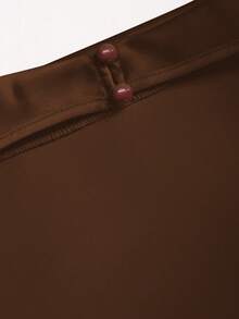 Sweetra Camiseta sin espalda con tirantes de amarre, diseño minimalista sin mangas para el verano - Marrón - Ver 5