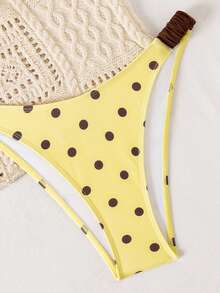 Swim Mod Women's Fashionable Summer Beach Solid Color Ruched Sexy Bikini Set - Yellow - View 5