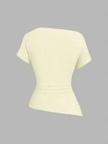 Sweetra Women's Casual Comfortable Asymmetric T-Shirt - Multicolor - View 3