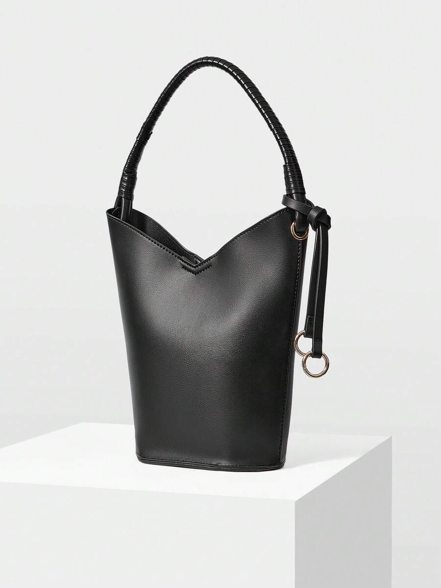 MOTF WOMEN'S SHOULDER BAG, EXQUISITE AND SIMPLE BUCKET BAG. - Black - View 2