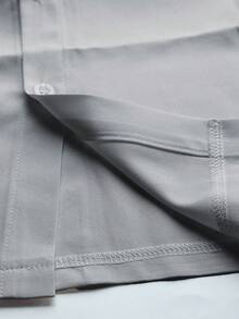 Manfinity CasualCool Bộ quần áo sơ mi tay ngắn trơn màu thường ngày cho nam - Màu Xám nhạt - Xem 7