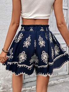 Breezaya 女士印花休闲百搭日常短裤 - 藏蓝色 - 查看 2