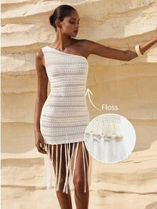 MAIJA Casual Ribbed Knit Long Sleeve Midi Fitted Sweater Dress - White - View 2