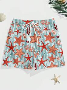 Manfinity RSRT Quần short đi biển nam kiểu dáng nghỉ dưỡng trên đảo, in hình sao biển, lót lụa sữa, quần bơi nam in hình ngôi sao, quần short đi biển nam, quần bơi nam đồng bộ, đồ đi biển nam cho kỳ nghỉ, đồ bơi nam họa tiết hoa, quần bơi hình sao biển. - Nhiều màu - Xem 4