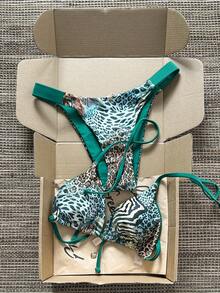 Swim Vcay Women's Random Print Necklace Metal Jewelry Bikini Set, Spring/Summer - Multicolor - View 3
