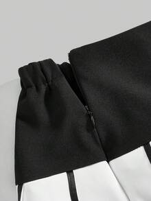 ROMWE Grunge Punk Váy mini xếp ly siêu ngắn cạp siêu thấp kiểu vintage lấy cảm hứng từ bàn phím đàn piano dành cho nữ cỡ lớn thời kỳ Y2K. - màu đen - Xem 3