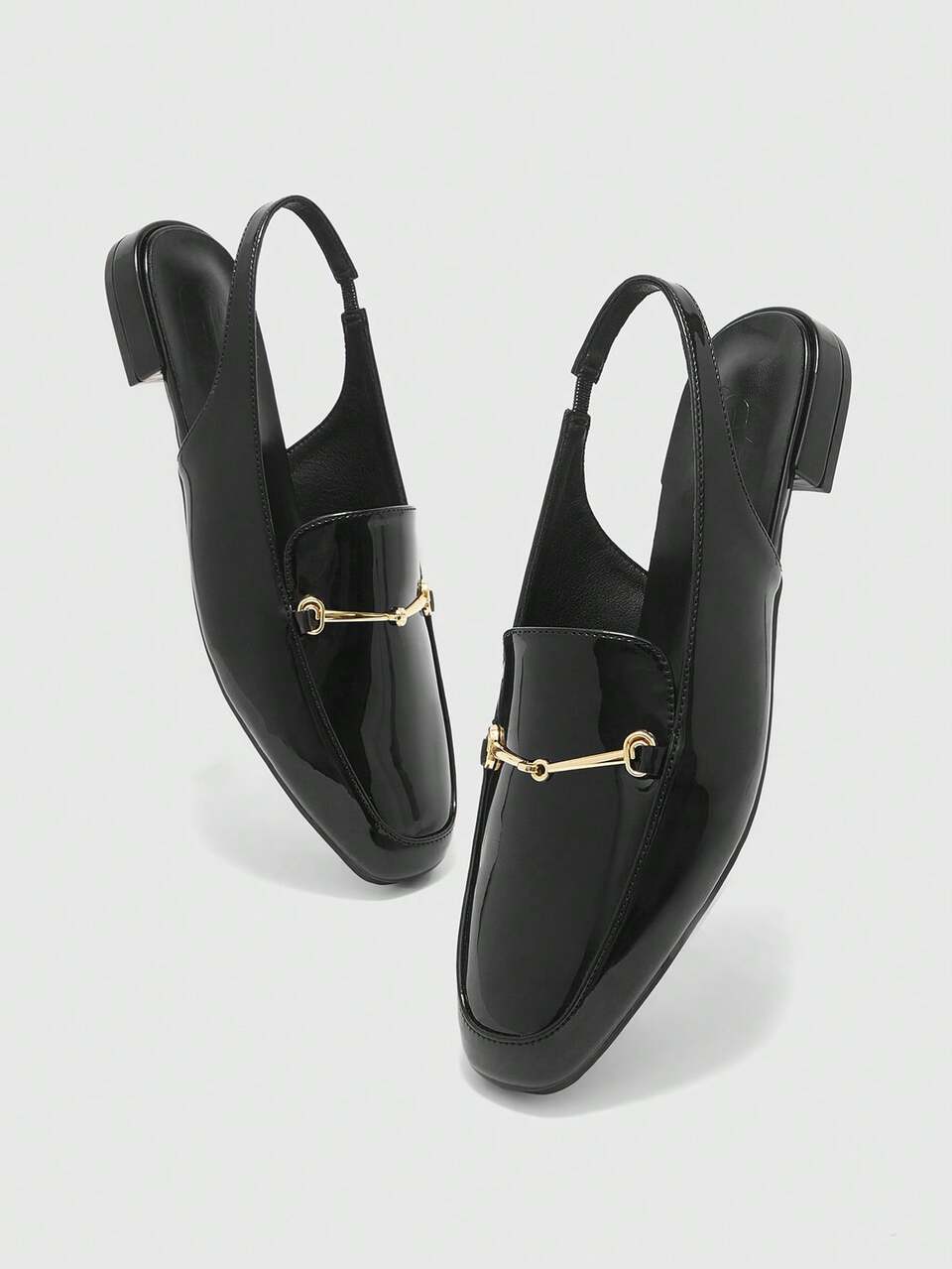 CUCCOO BIZCHIC Women Shoes Spring And Autumn New Black Mirror Fashionable Versatile Square Toe Flat Bottom Slip-On Loafers Women's Flat Shoes Light Commuting Comfortable Slingback Women Shoes Suitable For Office, Home, Outdoor And Other Places