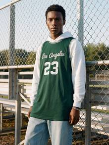 EVRINFINITE 男式字母与数字条纹印花圆领休闲背心 - 墨綠色 - 查看 7