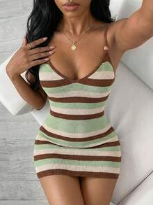 SHEIN PETITE 女士春夏新款针织钩编交叉露背条纹波西米亚连衣裙,优雅度假连衣裙,夏季女装,适合音乐节、锐舞派对、乡村音乐会、乡村音乐会等场合,可作为夏日连衣裙、西部牛仔服饰穿着,适合夏季穿着,适合度假或波西米亚风格。 - 彩色 - 查看 4