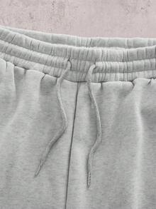 Skyrend Pantalones cortos casuales de hombre con bordado de cruz, verano - Gris - Ver 3