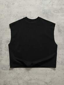 ROMWE MEN Essentials Débardeur décontracté à col rond avec décoration en métal, style de rue pour hommes - Noir - Voir 6