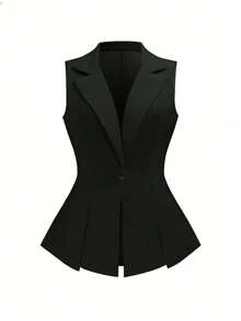 Rometta Áo blazer cổ ve lật, kiểu dáng thanh lịch, phong cách Pháp cổ điển, thích hợp cho công sở, thích hợp mặc đi làm. - màu đen - Xem 1