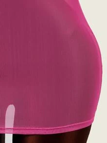 Swim Mod 女士连体泳衣罩衫，可爱性感吊带沙滩裙，春夏款 - 玫紅色 - 查看 6