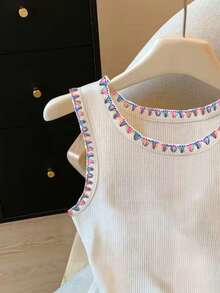 Resyla Camiseta de tirantes casual de mujer con bordado de dientes de perro - Multicolor - Ver 3