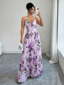 Rafferiza Women's Elegant Printed Ruffle Dress Vacation Light Purple Summer - Multicolor - View 5