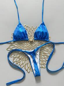 Swim SXY Bộ đồ bơi 2 mảnh SXY, họa tiết da báo phối ánh vàng, áo ngực tam giác và quần lọt khe buộc dây bên hông, bikini gợi cảm dành cho nữ. - Nhiều màu - Xem 7