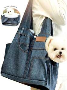 Cowboy Pocket Dog Outing Bag Hand In Hand, Slant Shoulder Bag, Teddy Cat Bag, Pet Bag, Cat Teddy, Panda Opening Design Outdoor Backpack - Multicolor - View 1