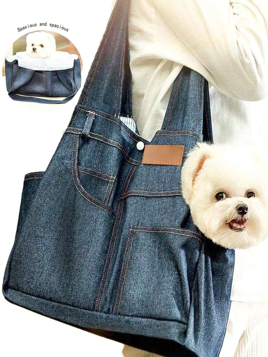 Cowboy Pocket Dog Outing Bag Hand In Hand, Slant Shoulder Bag, Teddy Cat Bag, Pet Bag, Cat Teddy, Panda Opening Design Outdoor Backpack - Multicolor - View 1