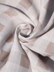 Breezaya 大码女式休闲格子破洞领开衫衬衫+松紧腰短裤两件套，适合日常和度假穿着 - 卡其色 - 查看 8