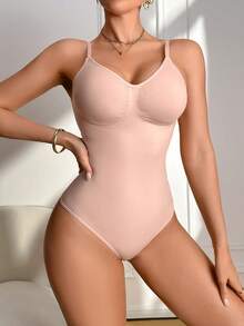 SHEIN 女士简约纯色露背吊带背心 - 粉色 - 查看 5