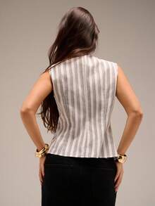 SHEIN Forever 21 Striped Strappy Sleeveless Top/Formal/Back To School/Halloween/Wedding Guest/Vacation/Y2k/Beach /Cute/Teacher/Going Out/Business Casual/Elegant/Birthday/Office/Country Concert/Club/Western/Work/Streetwear/Vintage/Festival/Cocktail/Rave/Prom/Airport/Funny/Basic/Brunch/2000s Style/Bodycon/Old Money Style/Church/Homecoming/Classy/Party/Modest/Fairycore/Date Night/Festival/Resort Wear/Baddie/Stockholm Style/Night Out - White - View 2