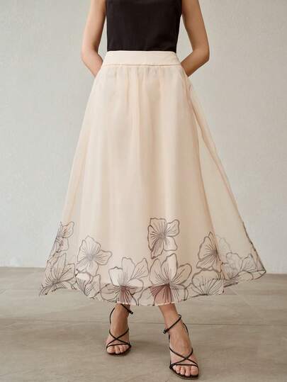 MOTF PREMIUM Váy dài mùa hè kiểu Pháp thanh lịch, cạp cao, che khuyết điểm bụng, họa tiết quả mơ, thiết kế độc đáo.