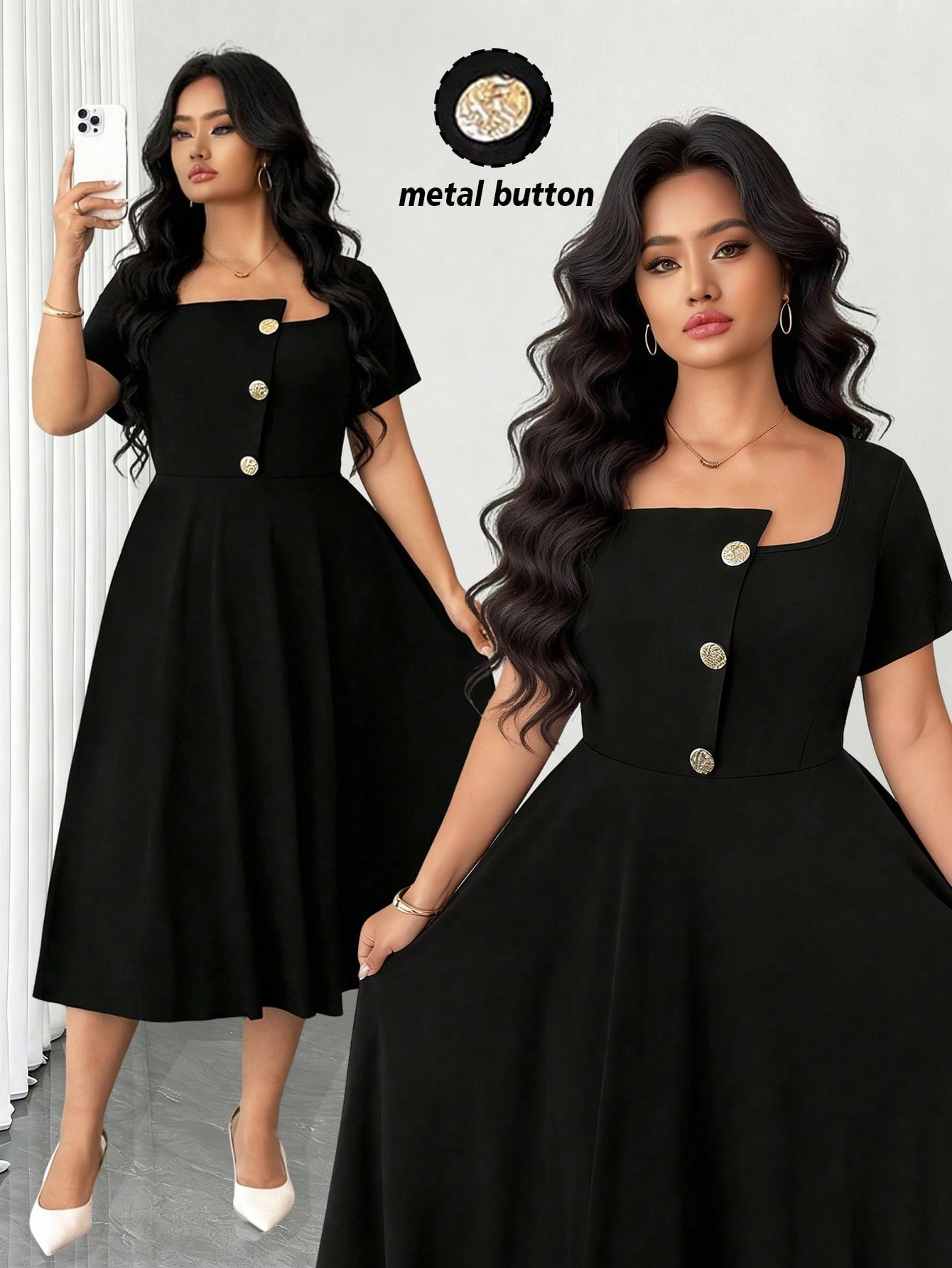 Elenzga فستان كاجوال أنيق للنساء ذوات الحجم الكبير...