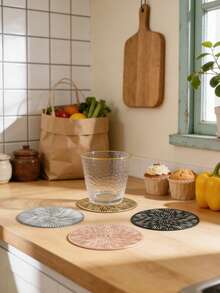 1/2/4/6/8pcs, A Set Of PVC Coasters, Kitchen Table Indoor/Outdoor, Washable Heat-Resistant Coasters, Can Wipe Cup Coasters, Camping, Festivals, Weddings, Parties - Gold - View 7