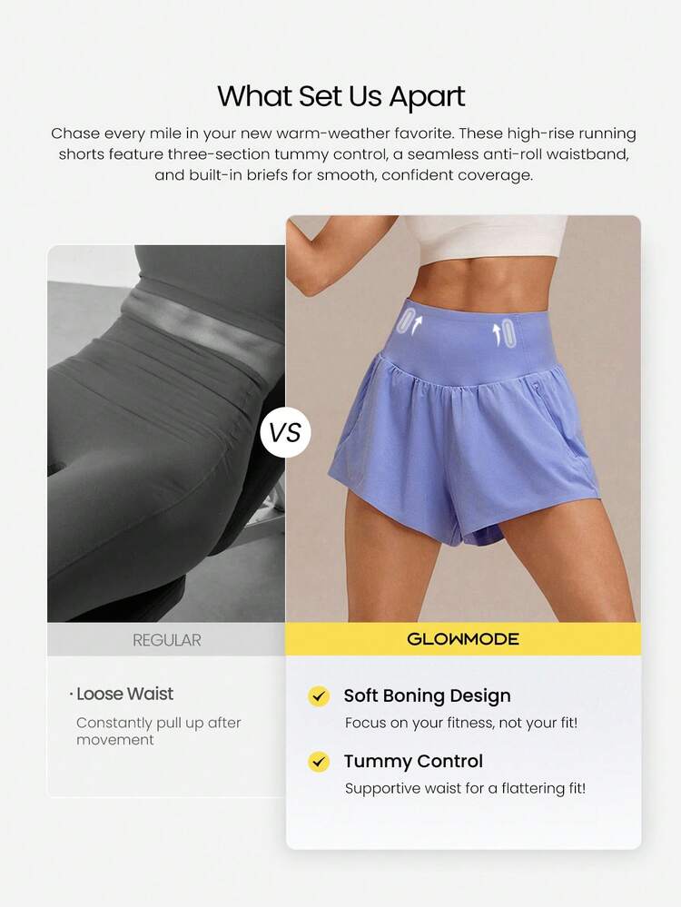 4" VitalSwift Chase Every Mile High-Rise Anti-Roll Tummy Control Lightweight Quick-Dry Odor Control Built-In Briefs Running Shorts Training Tennis Jogging Running Workout Gym Wear