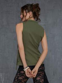 COUREZ 实用无袖迷你连衣裙 / Y2K 夏季女装 绿色连衣裙 无袖连衣裙 中长连衣裙 外出穿搭 夏季穿搭 夏季连衣裙 春假穿搭 音乐节穿搭 演唱会穿搭 - 綠色 - 查看 3