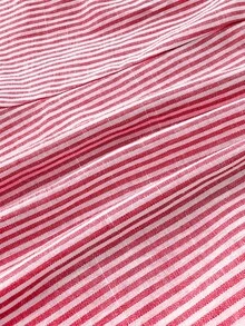 SHEIN 少女休闲可爱蓝白条纹抹胸上衣短裤两件套，适合夏季、派对、旅行、通勤、度假等场合。女士夏季套装，两件套，适合少女、青少年等各种场合。 - 紅色 - 查看 7