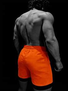 Manfinity Sport Corelite Men's Letter & Graphic Print Drawstring Waist Summer Sports Shorts - Orange - View 2